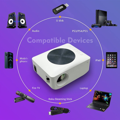Mini projecteur intelligent LED LCD Y2 1280x720P 80ANSI, type de prise : prise AU SH1803337-08